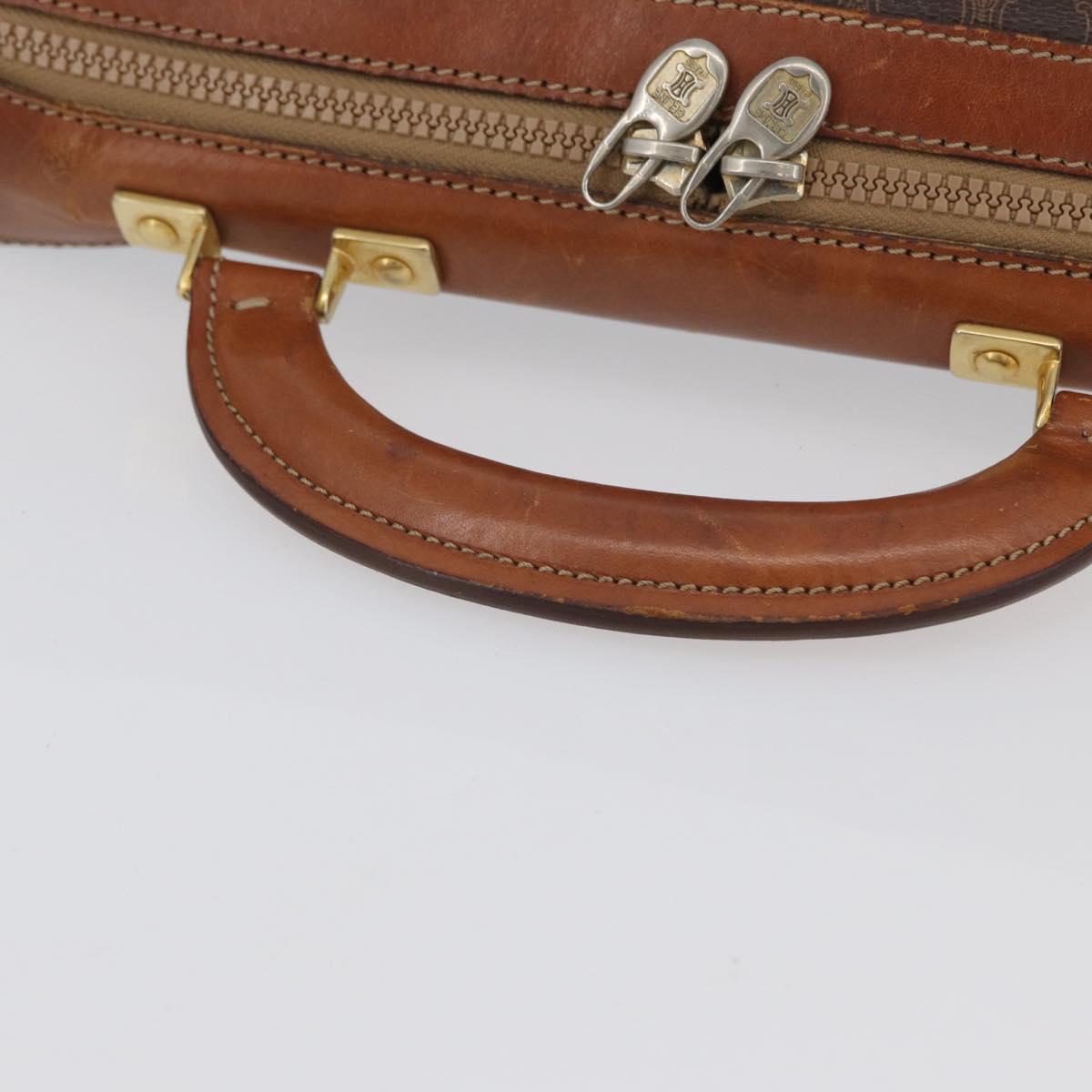 CELINE Macadam Canvas Business Bag PVC Leather 2way Brown Gold Auth ARZ129