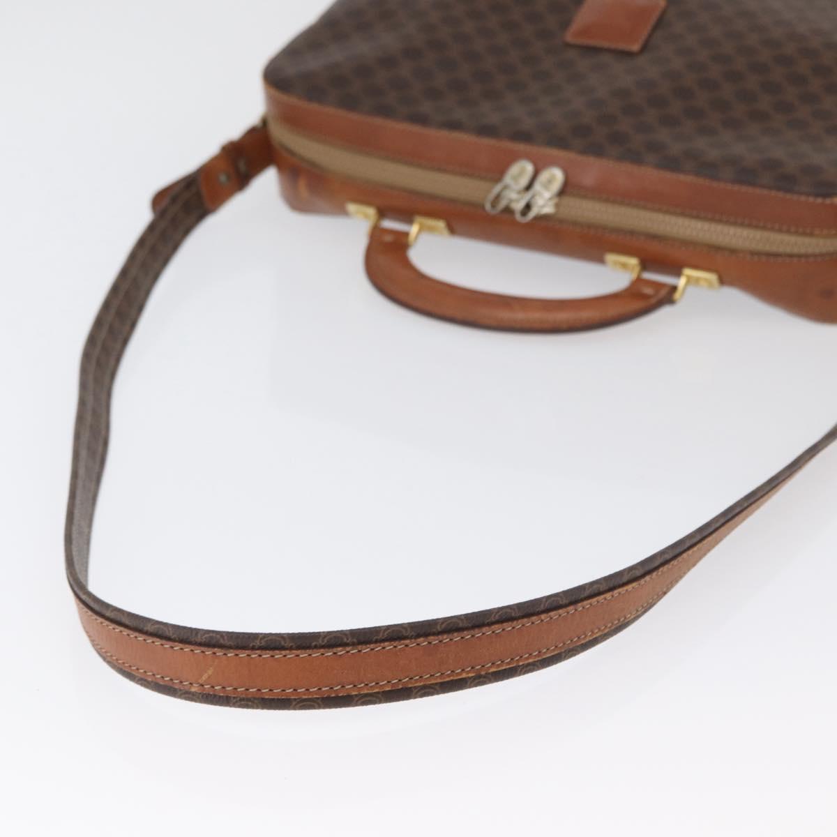 CELINE Macadam Canvas Business Bag PVC Leather 2way Brown Gold Auth ARZ129