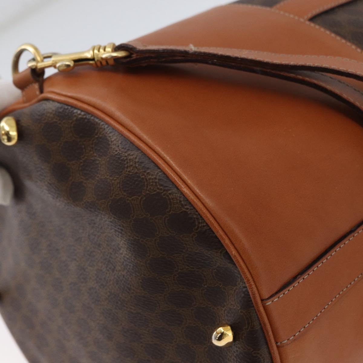 CELINE Macadam Canvas Shoulder Bag PVC Leather Brown Gold Auth ARZ131A