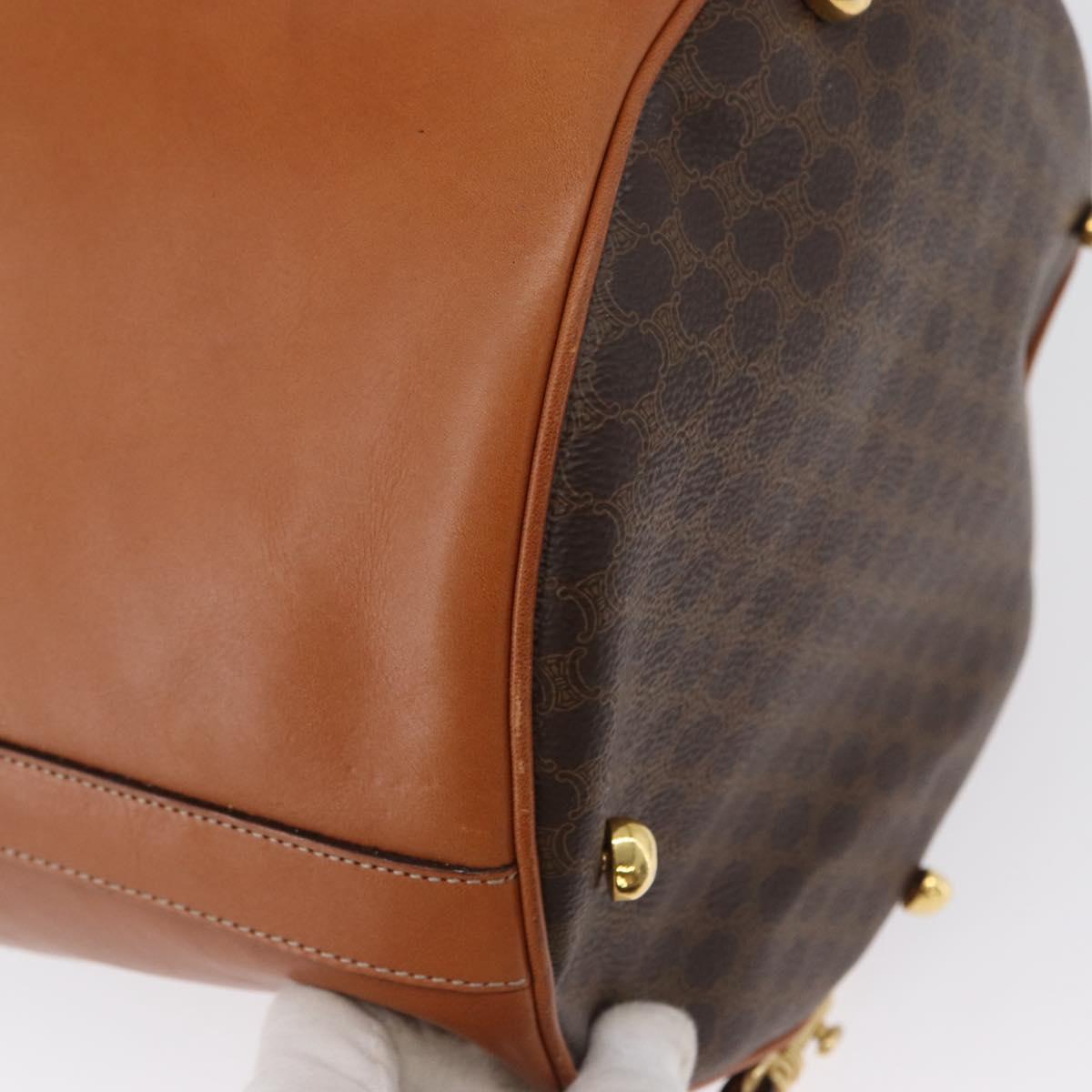 CELINE Macadam Canvas Shoulder Bag PVC Leather Brown Gold Auth ARZ131A