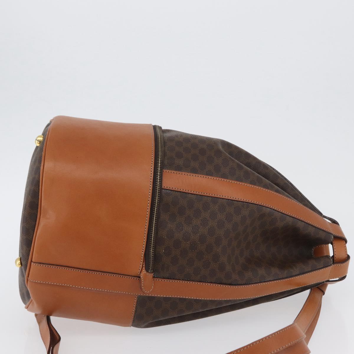 CELINE Macadam Canvas Shoulder Bag PVC Leather Brown Gold Auth ARZ131A