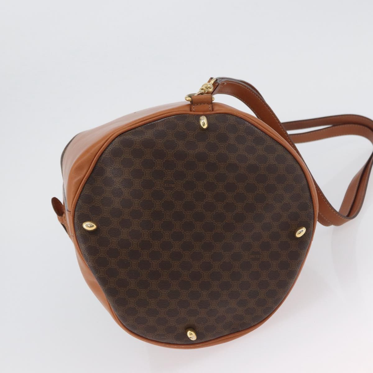 CELINE Macadam Canvas Shoulder Bag PVC Leather Brown Gold Auth ARZ131A