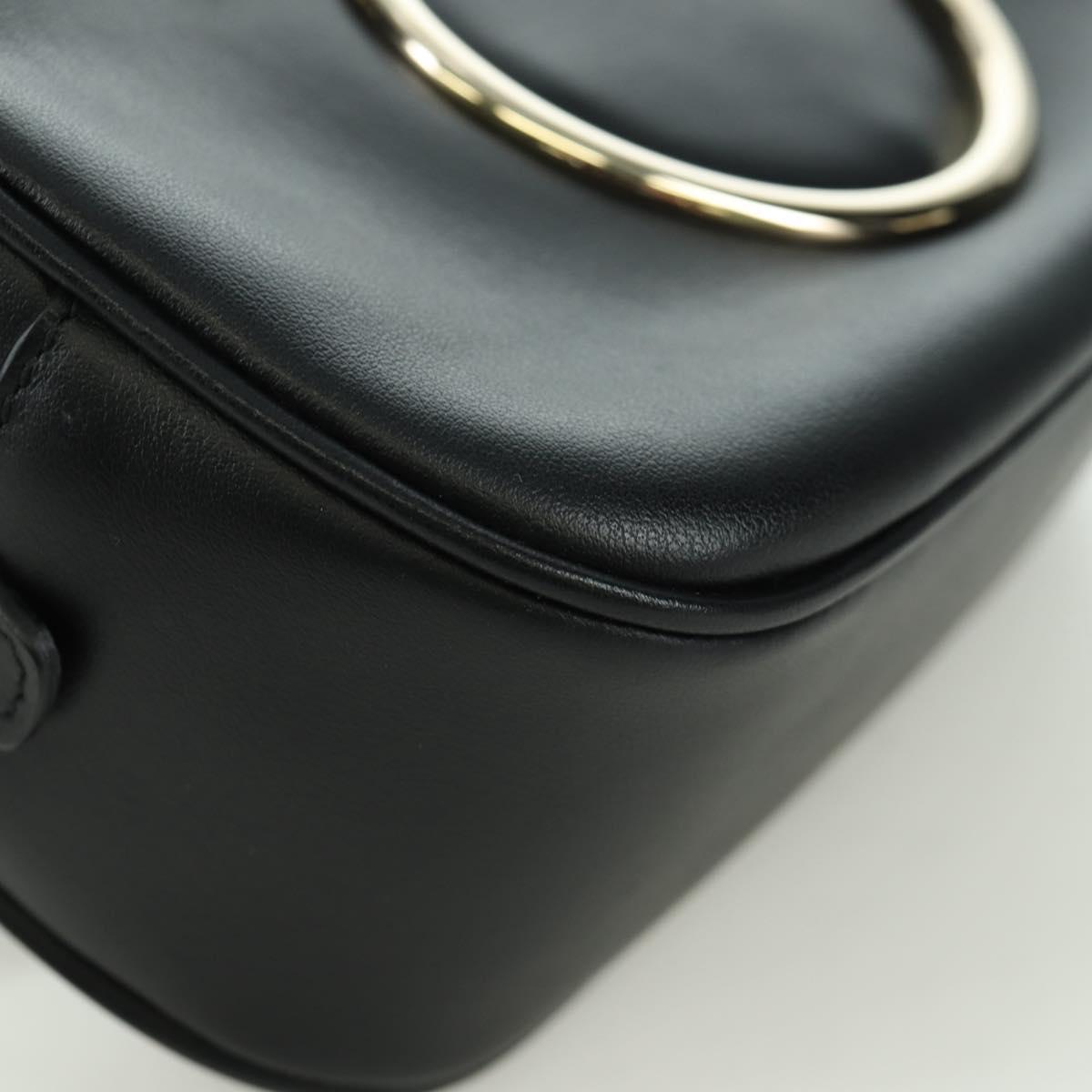 Salvatore Ferragamo Gancini Waist bag Leather Black Gold Auth ARZ136V