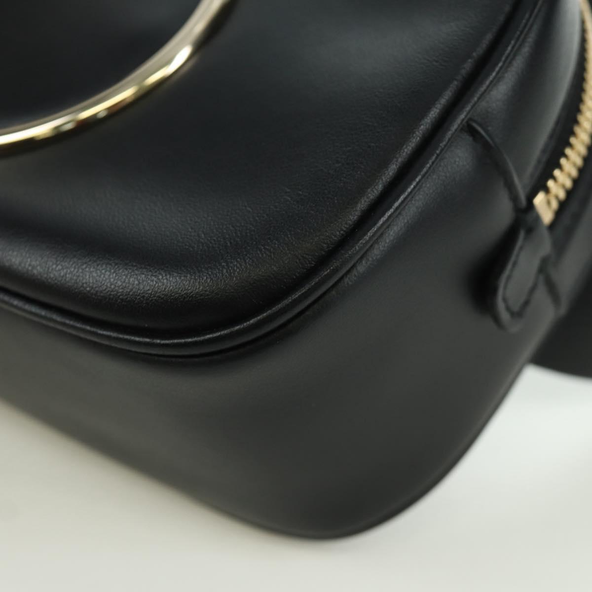 Salvatore Ferragamo Gancini Waist bag Leather Black Gold Auth ARZ136V
