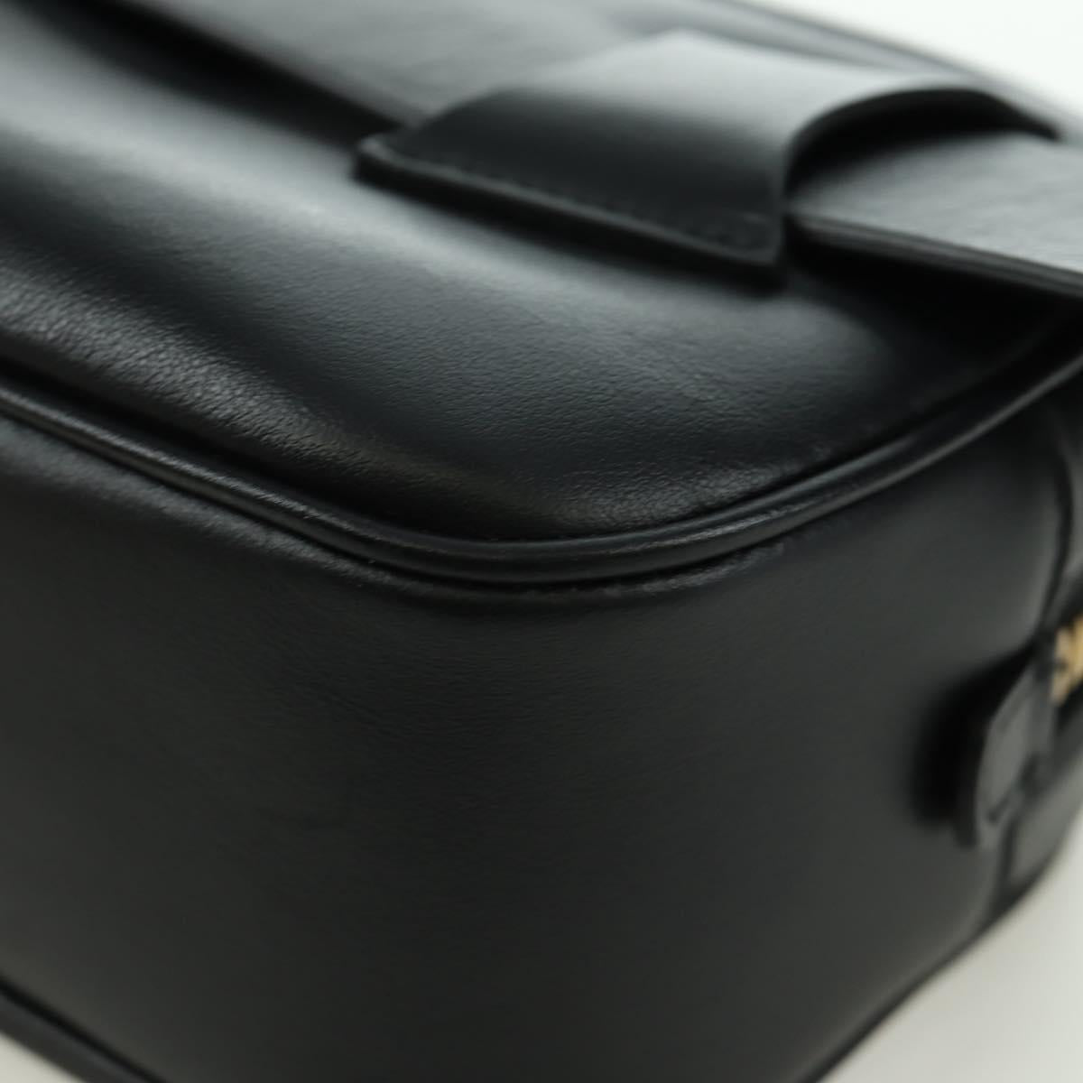 Salvatore Ferragamo Gancini Waist bag Leather Black Gold Auth ARZ136V
