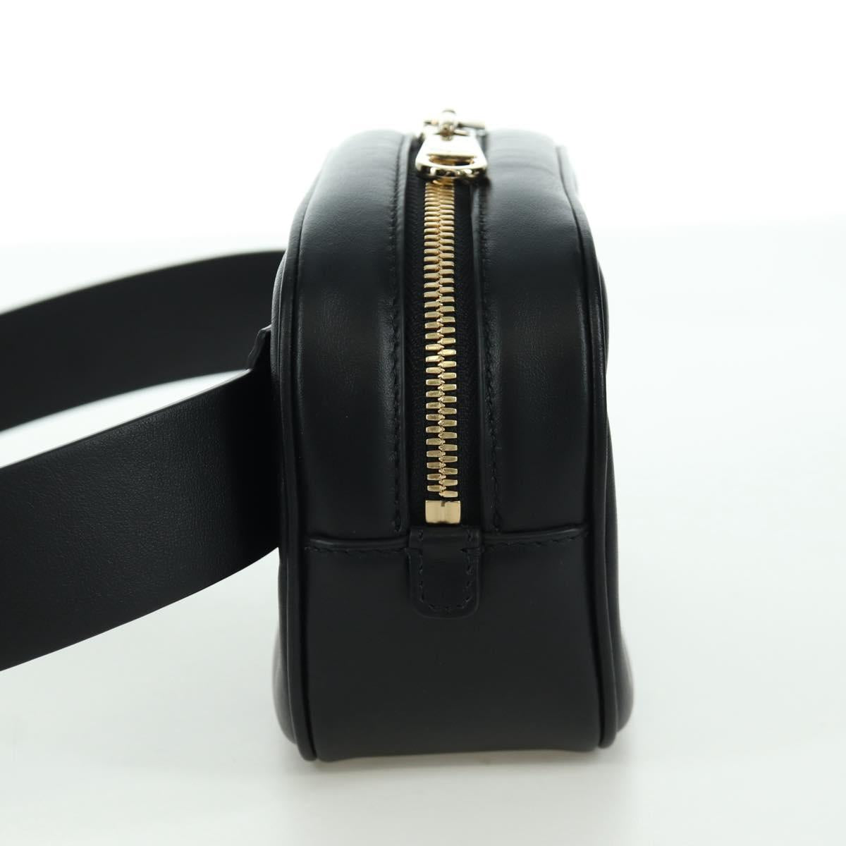Salvatore Ferragamo Gancini Waist bag Leather Black Gold Auth ARZ136V