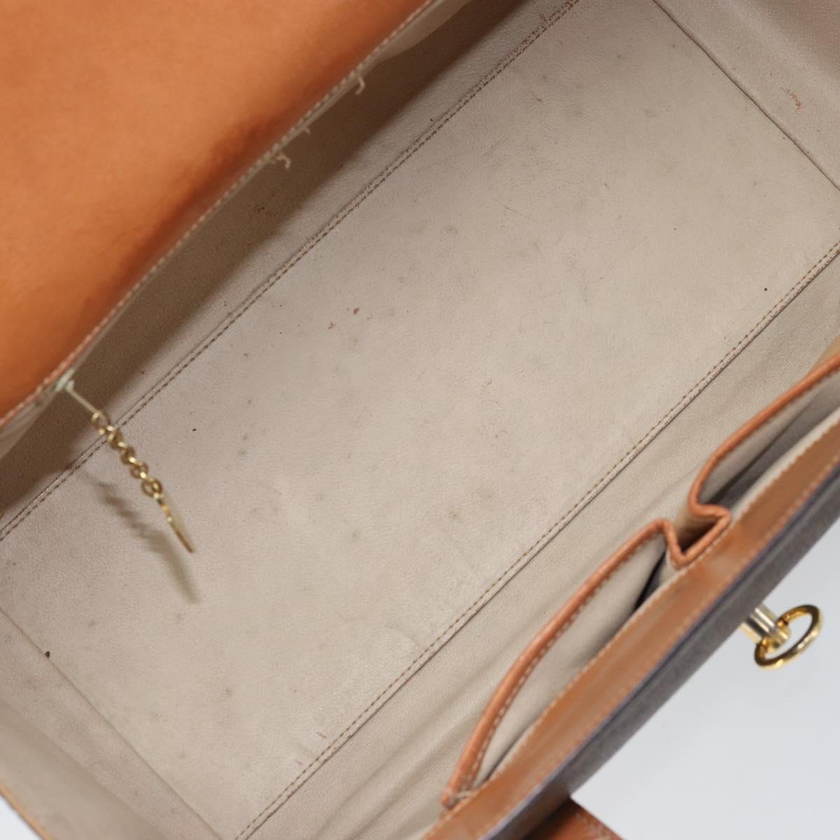 CELINE Macadam Canvas Hand Bag PVC Leather Brown Gold Auth ARZ141