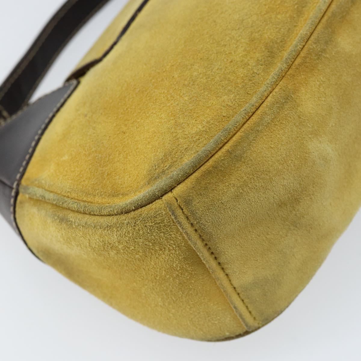 PRADA Shoulder Bag Suede Yellow Silver Auth ARZ148