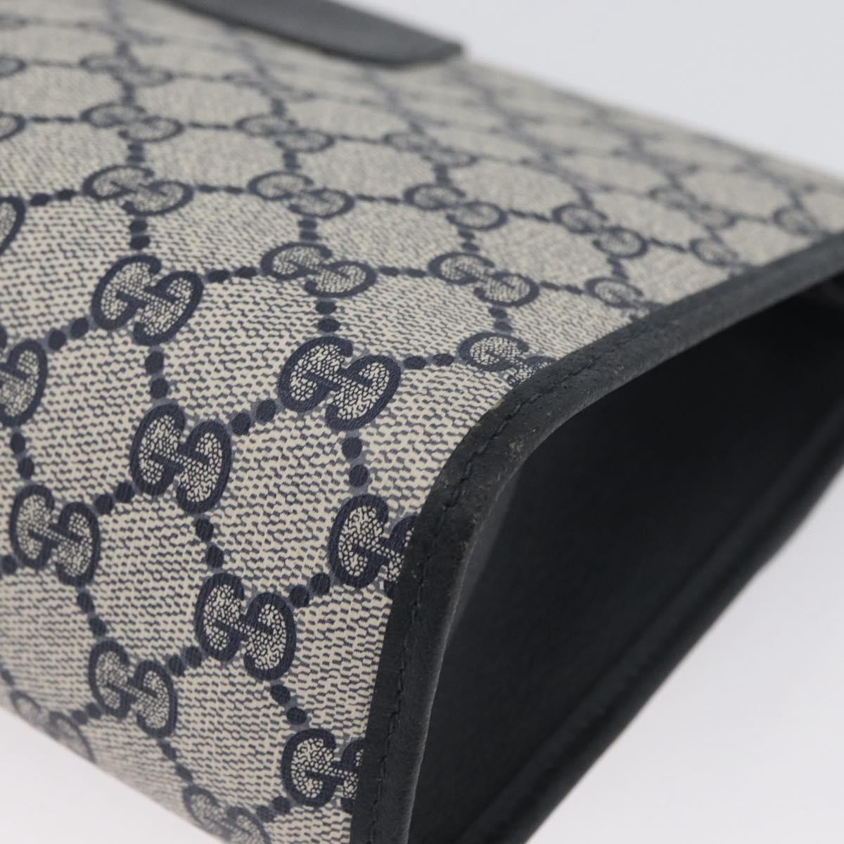 GUCCI GG Supreme Sherry Line Clutch Bag PVC Navy Gold 89 01 031 Auth ARZ149