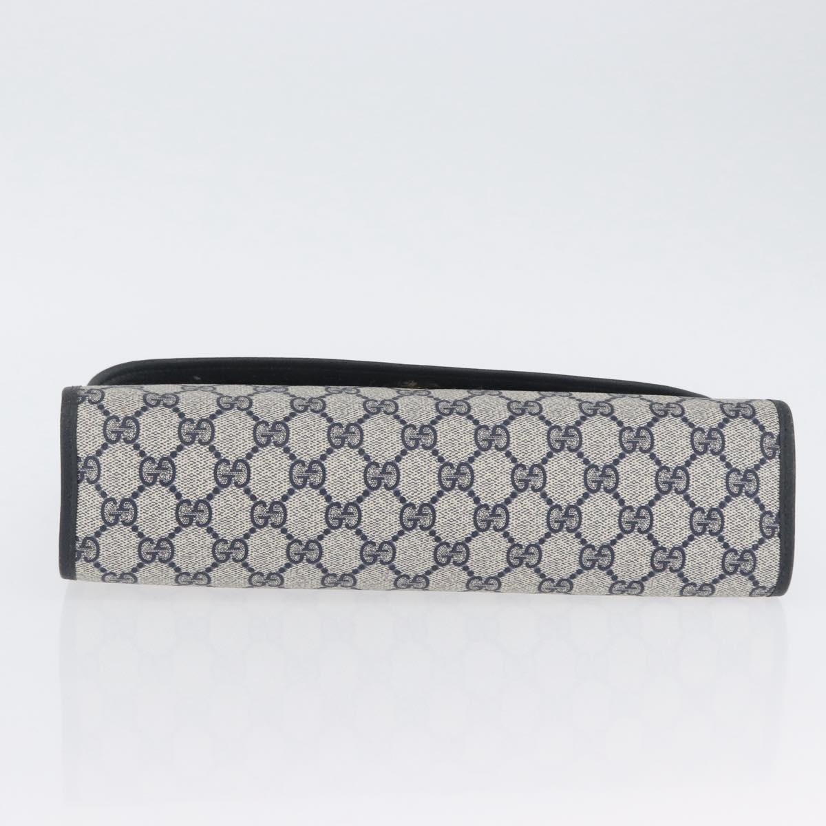 GUCCI GG Supreme Sherry Line Clutch Bag PVC Navy Gold 89 01 031 Auth ARZ149