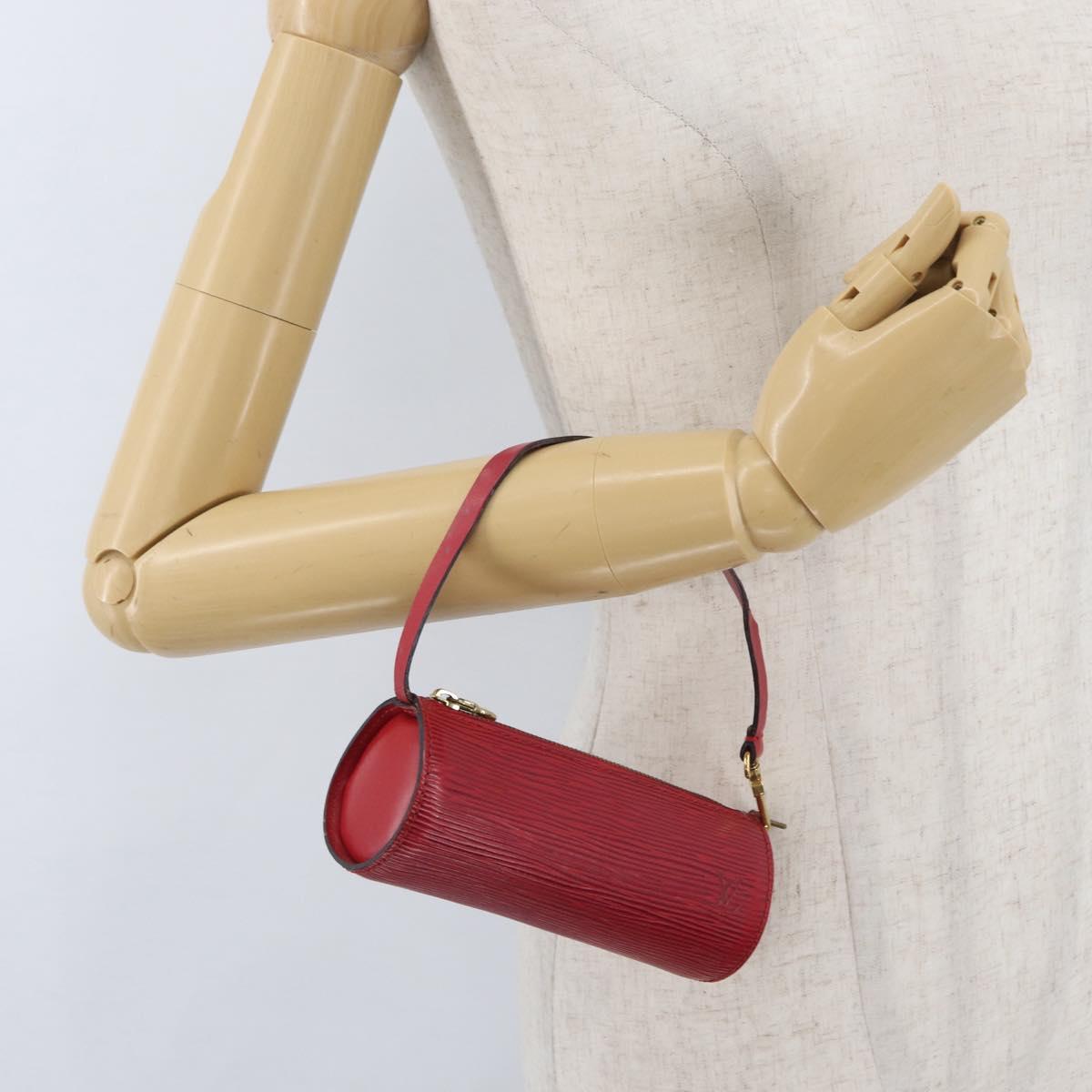 LOUIS VUITTON Epi Soufflot Pouch Accessory Pouch Red LV Auth ARZ151