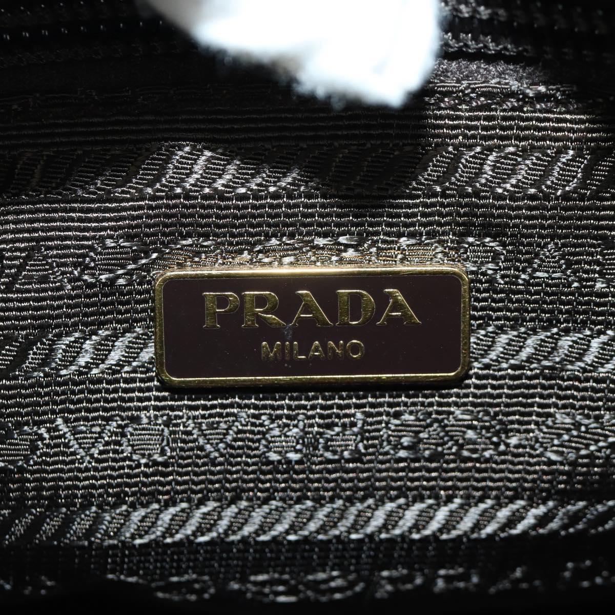 PRADA Shoulder Bag Nylon Leather Khaki Gold Auth ARZ154V