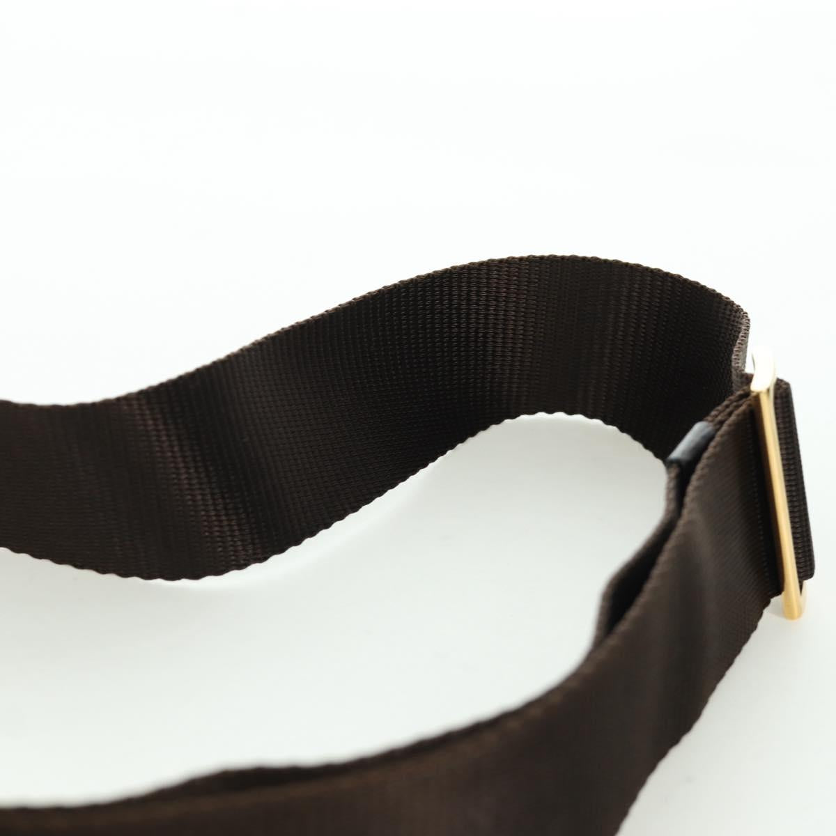 PRADA Shoulder Bag Nylon Leather Khaki Gold Auth ARZ154V