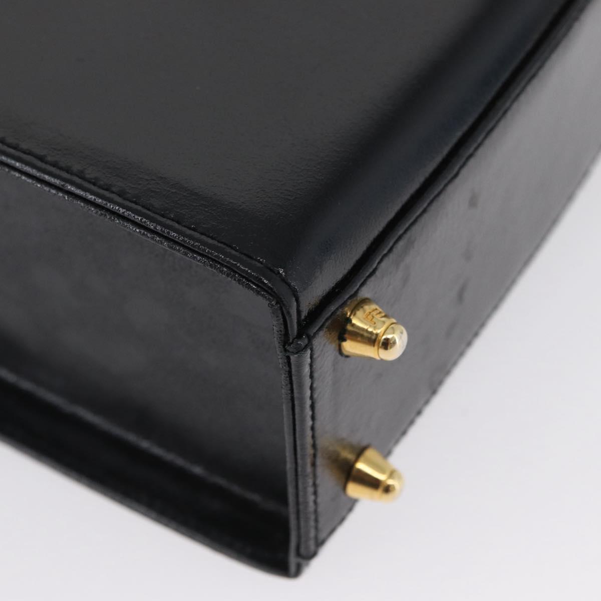 FENDI Vanity Hand Bag Patent leather 2way Black Gold Auth ARZ161