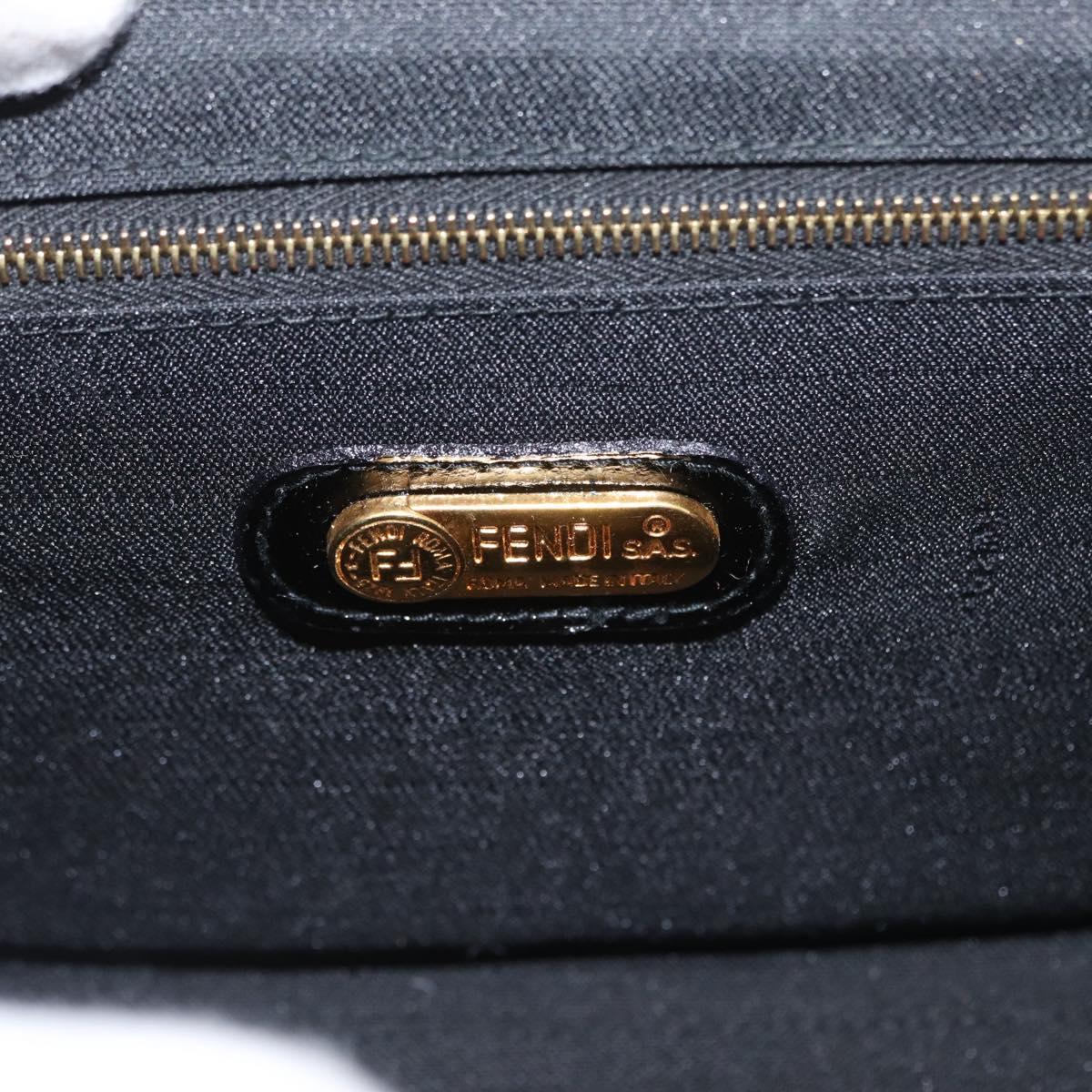 FENDI Vanity Hand Bag Patent leather 2way Black Gold Auth ARZ161