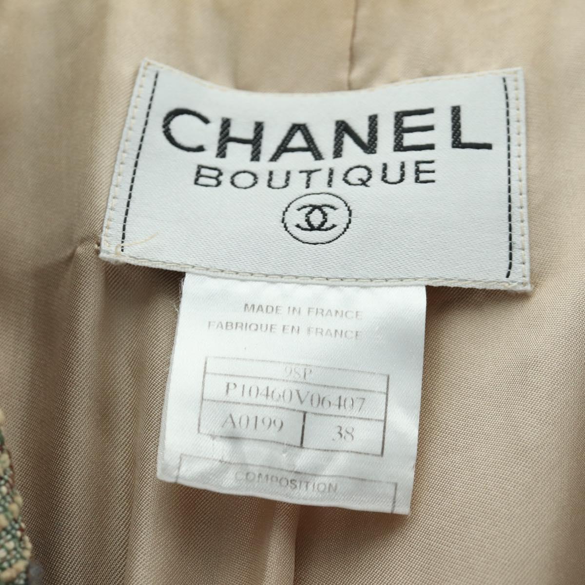 CHANEL Jacket Skirt Setup Jacket Tweed Multicolor CC Auth ARZ186V