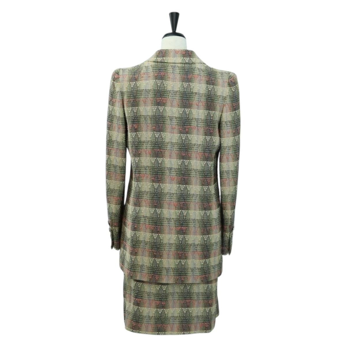 CHANEL Jacket Skirt Setup Jacket Tweed Multicolor CC Auth ARZ186V