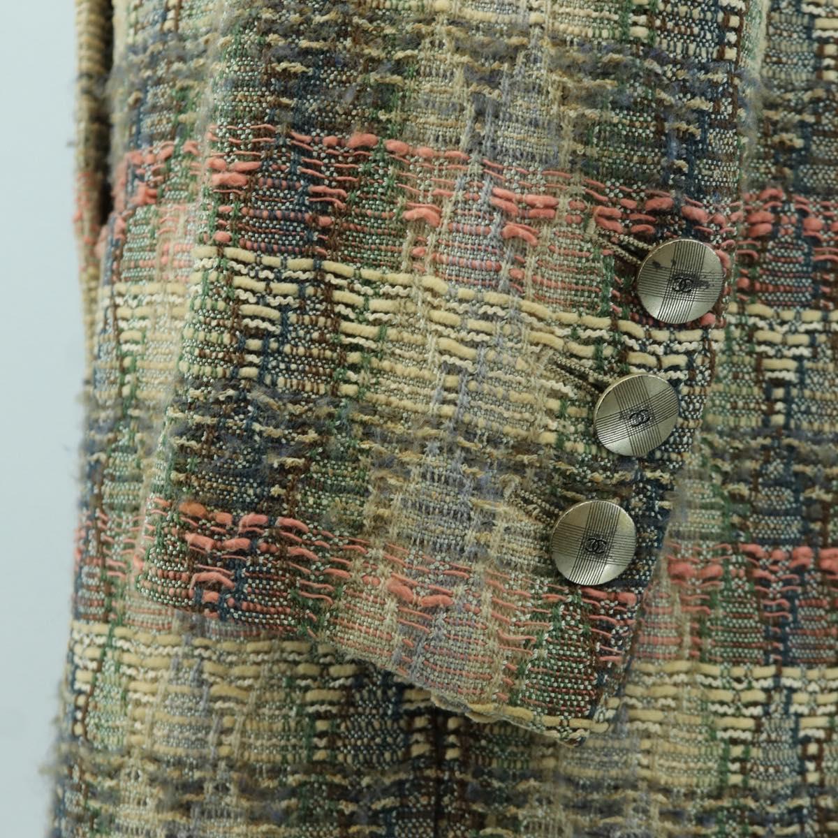 CHANEL Jacket Skirt Setup Jacket Tweed Multicolor CC Auth ARZ186V