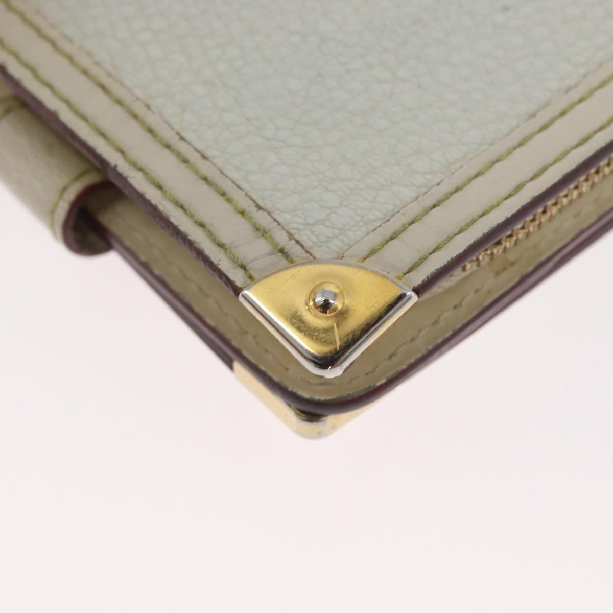 LOUIS VUITTON Suhari Compact Zip Wallet Leather Ivory M91831 LV Auth ARZ191