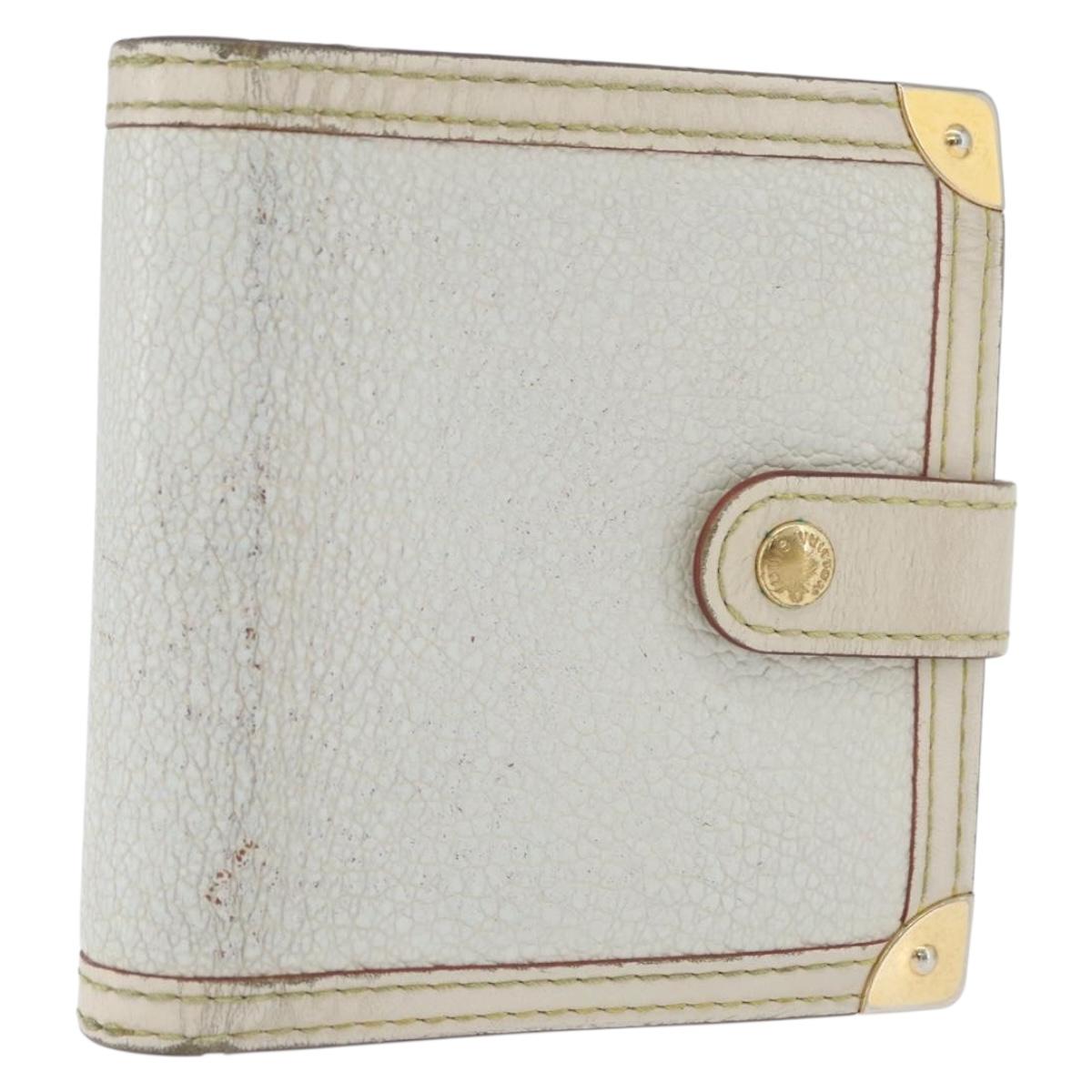 LOUIS VUITTON Suhari Compact Zip Wallet Leather Ivory M91831 LV Auth ARZ191