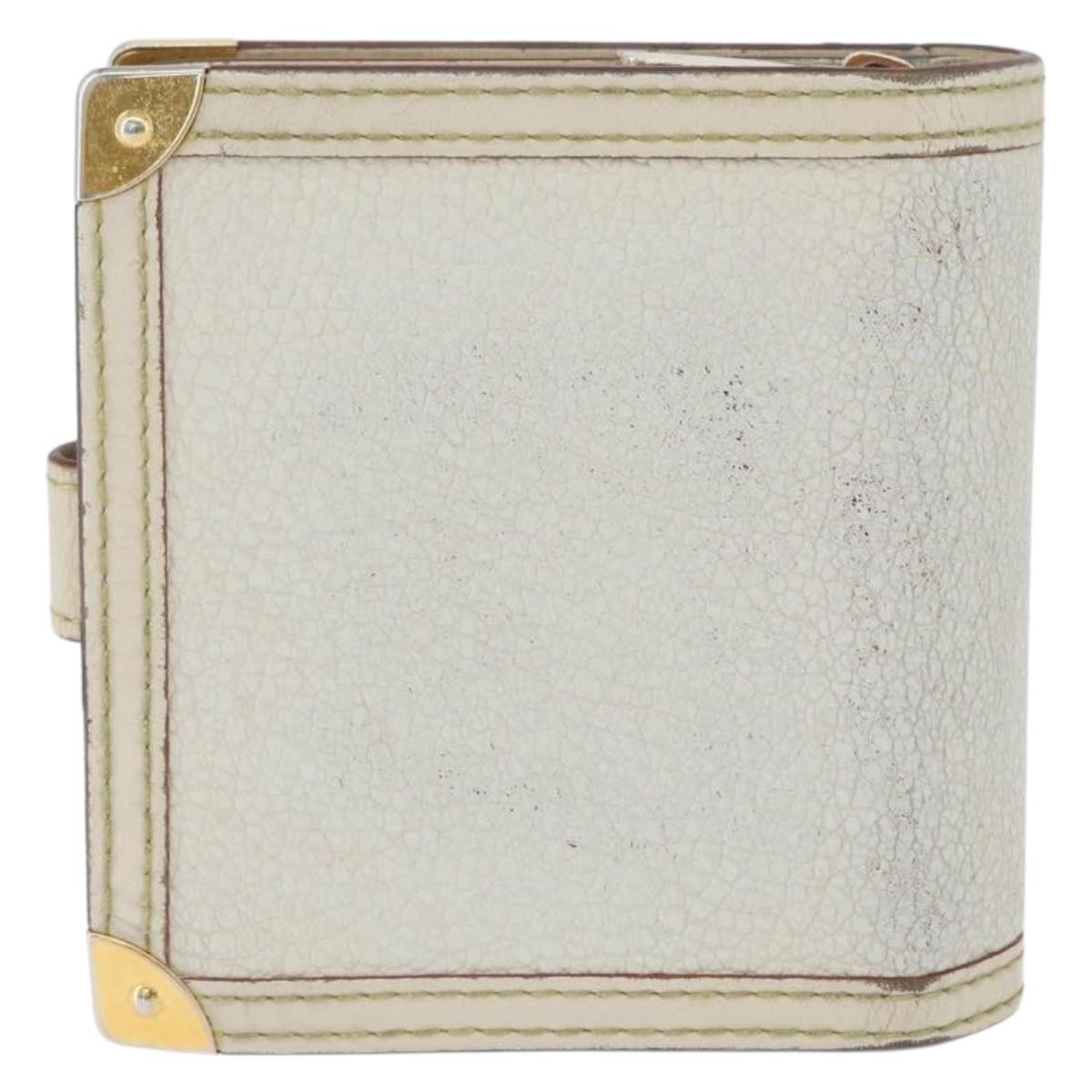 LOUIS VUITTON Suhari Compact Zip Wallet Leather Ivory M91831 LV Auth ARZ191