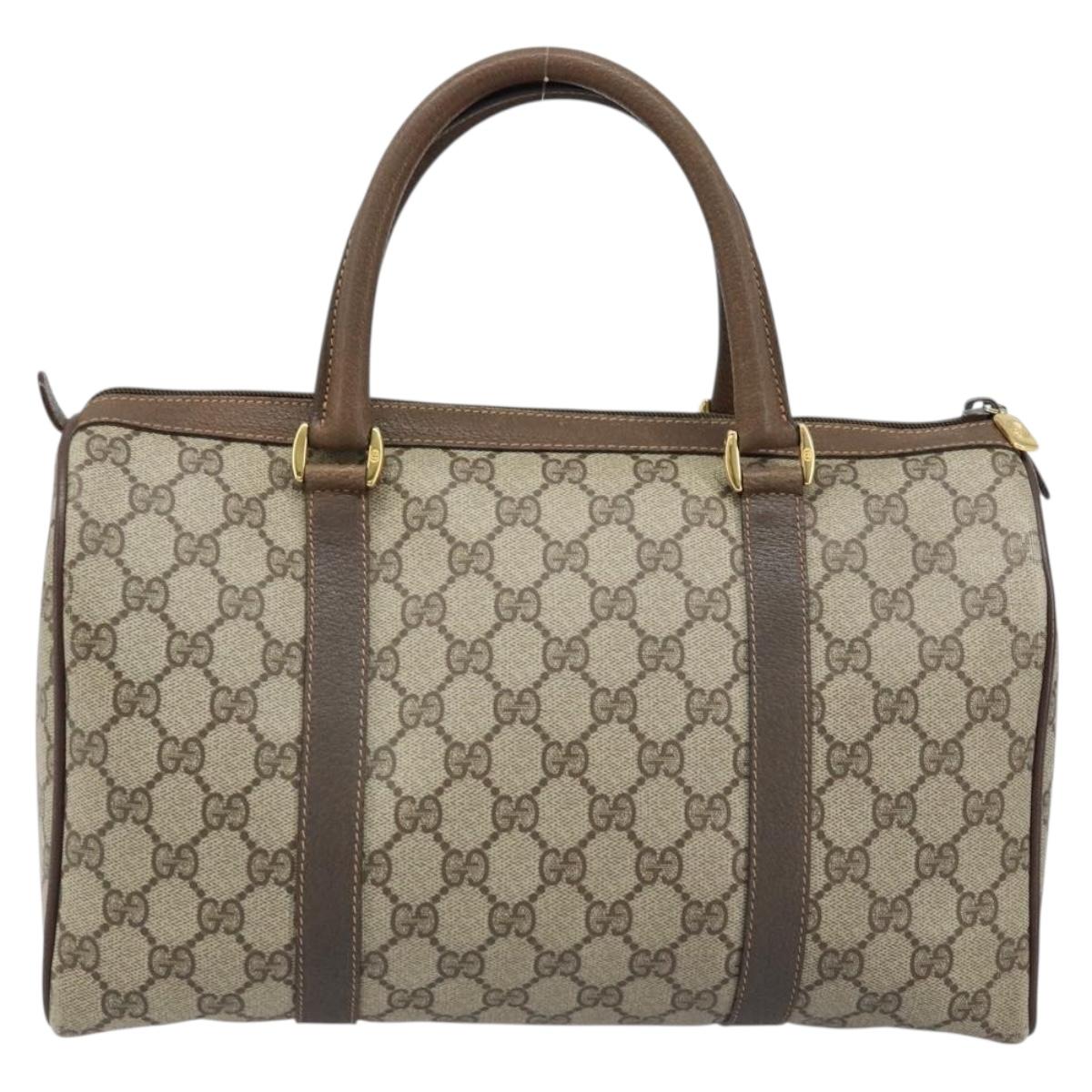 GUCCI GG Supreme Web Sherry Line Boston Bag PVC Beige Gold 40 02 007 Auth ARZ201