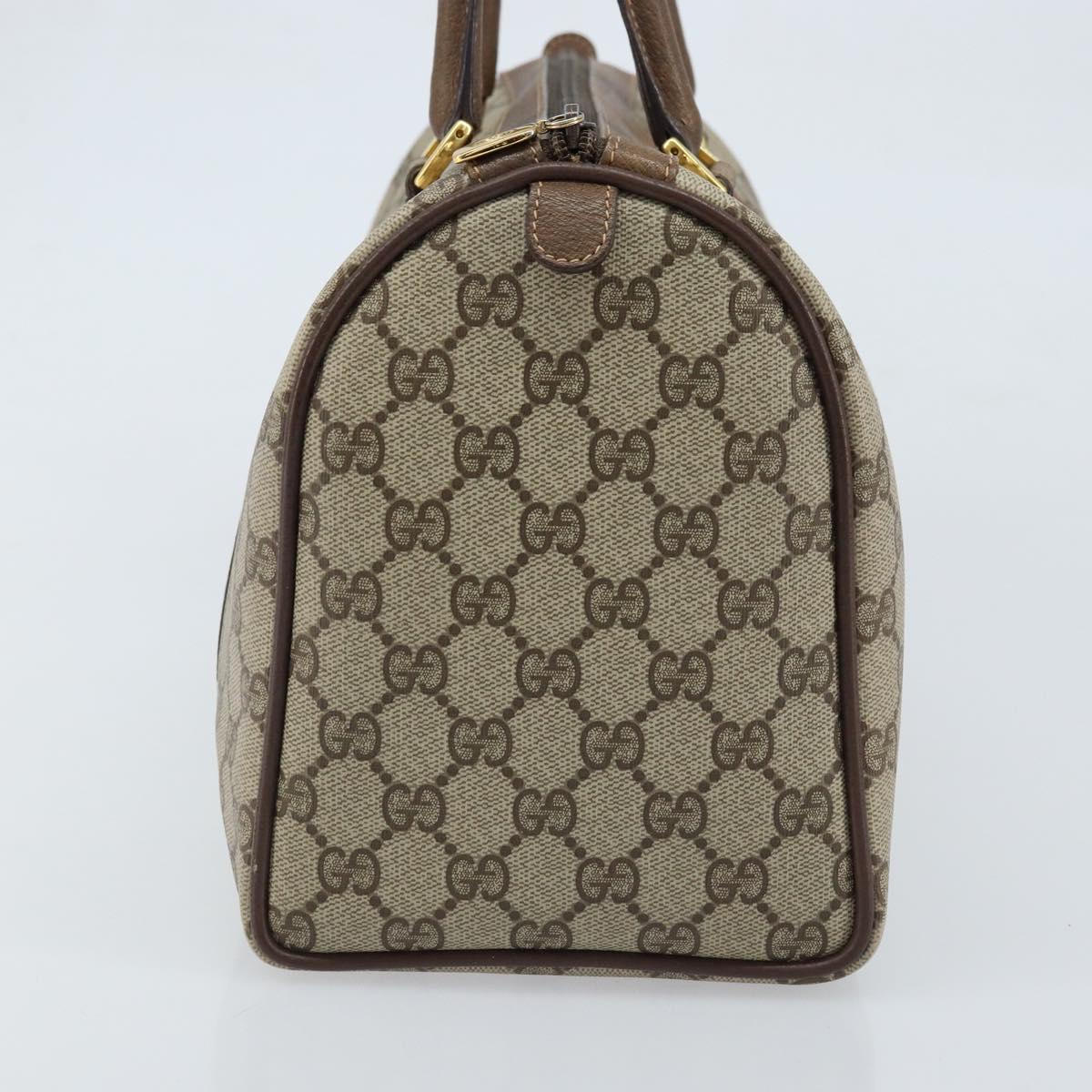 GUCCI GG Supreme Web Sherry Line Boston Bag PVC Beige Gold 40 02 007 Auth ARZ201