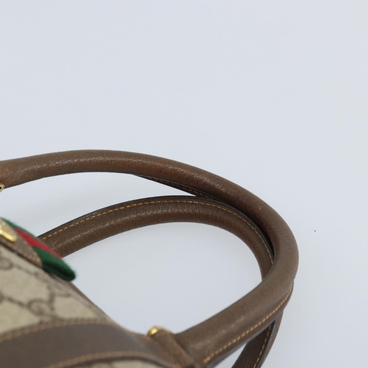 GUCCI GG Supreme Web Sherry Line Boston Bag PVC Beige Gold 40 02 007 Auth ARZ201