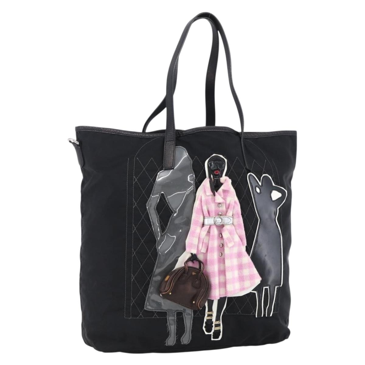 PRADA Robot Tote Bag Nylon Black Auth ARZ203A