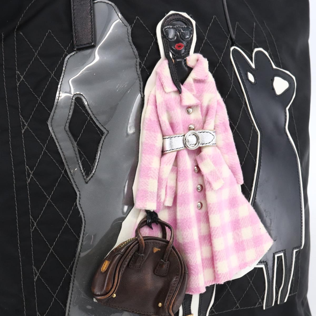 PRADA Robot Tote Bag Nylon Black Auth ARZ203A