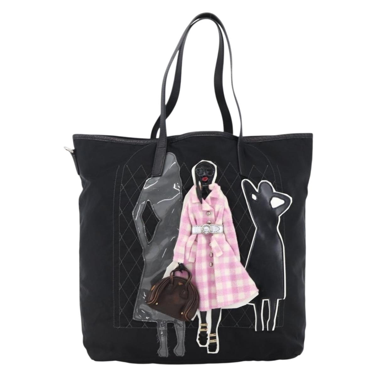 PRADA Robot Tote Bag Nylon Black Auth ARZ203A