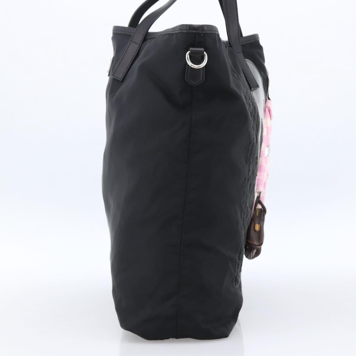 PRADA Robot Tote Bag Nylon Black Auth ARZ203A