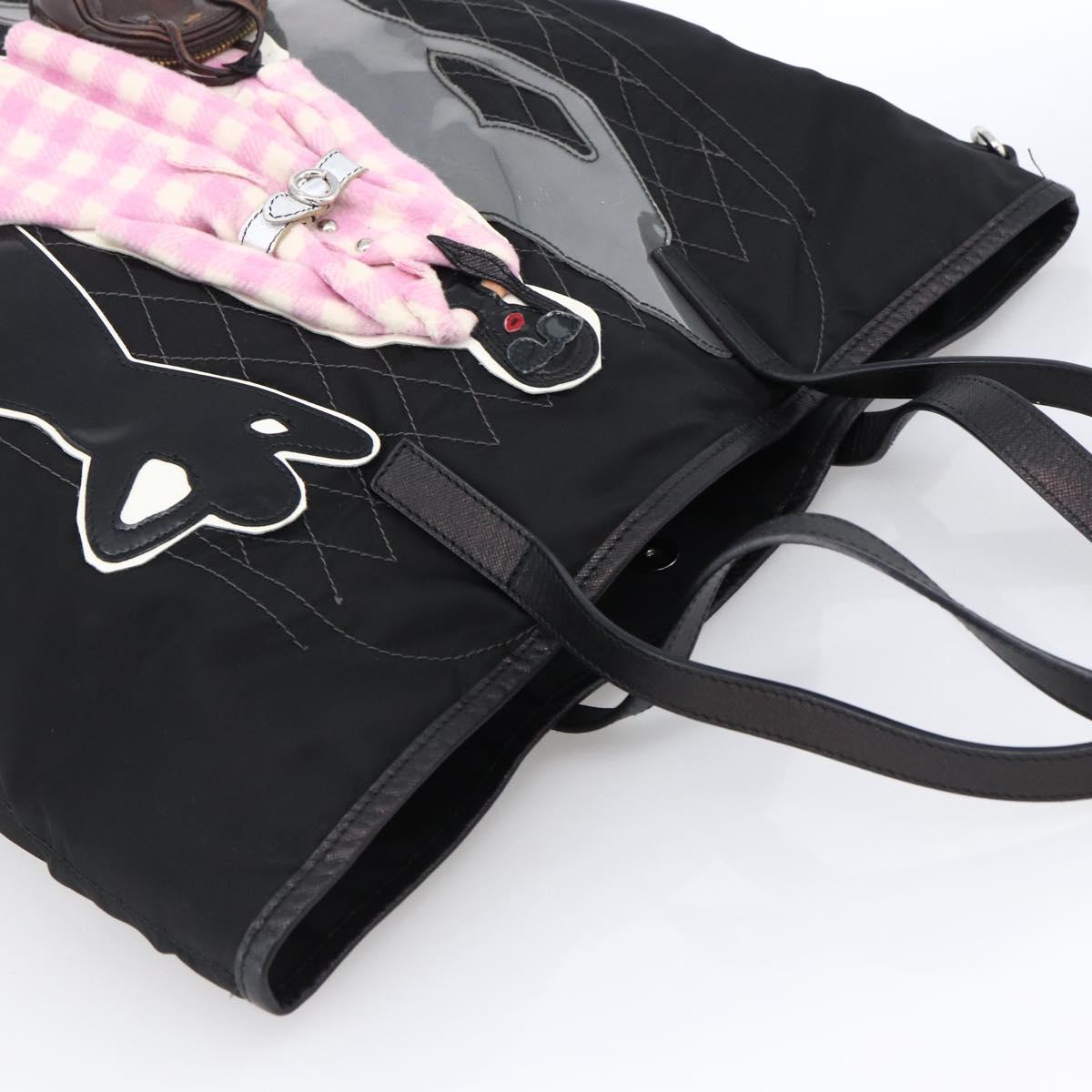 PRADA Robot Tote Bag Nylon Black Auth ARZ203A