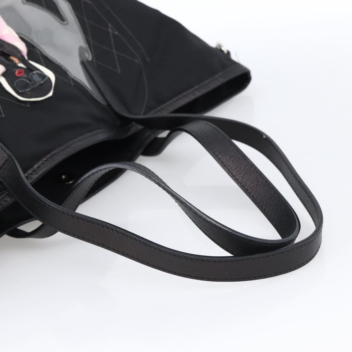 PRADA Robot Tote Bag Nylon Black Auth ARZ203A