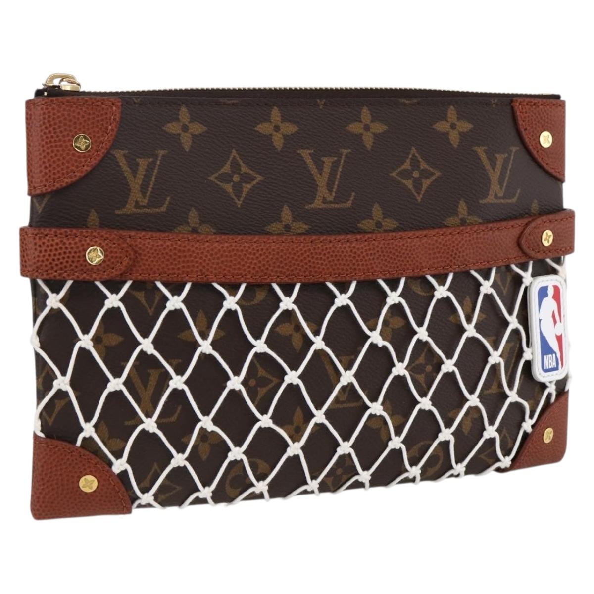 LOUIS VUITTON Monogram Net NBA Collaboration Flat Pouch M80543 LV Auth ARZ204SAM
