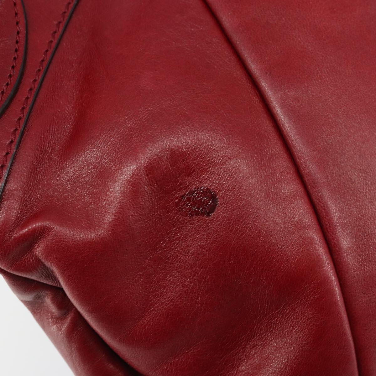 Salvatore Ferragamo Gancini Hand Bag Leather Red Auth ARZ205