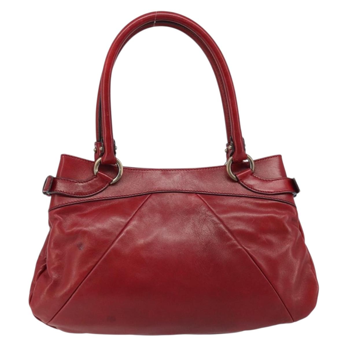 Salvatore Ferragamo Gancini Hand Bag Leather Red Auth ARZ205
