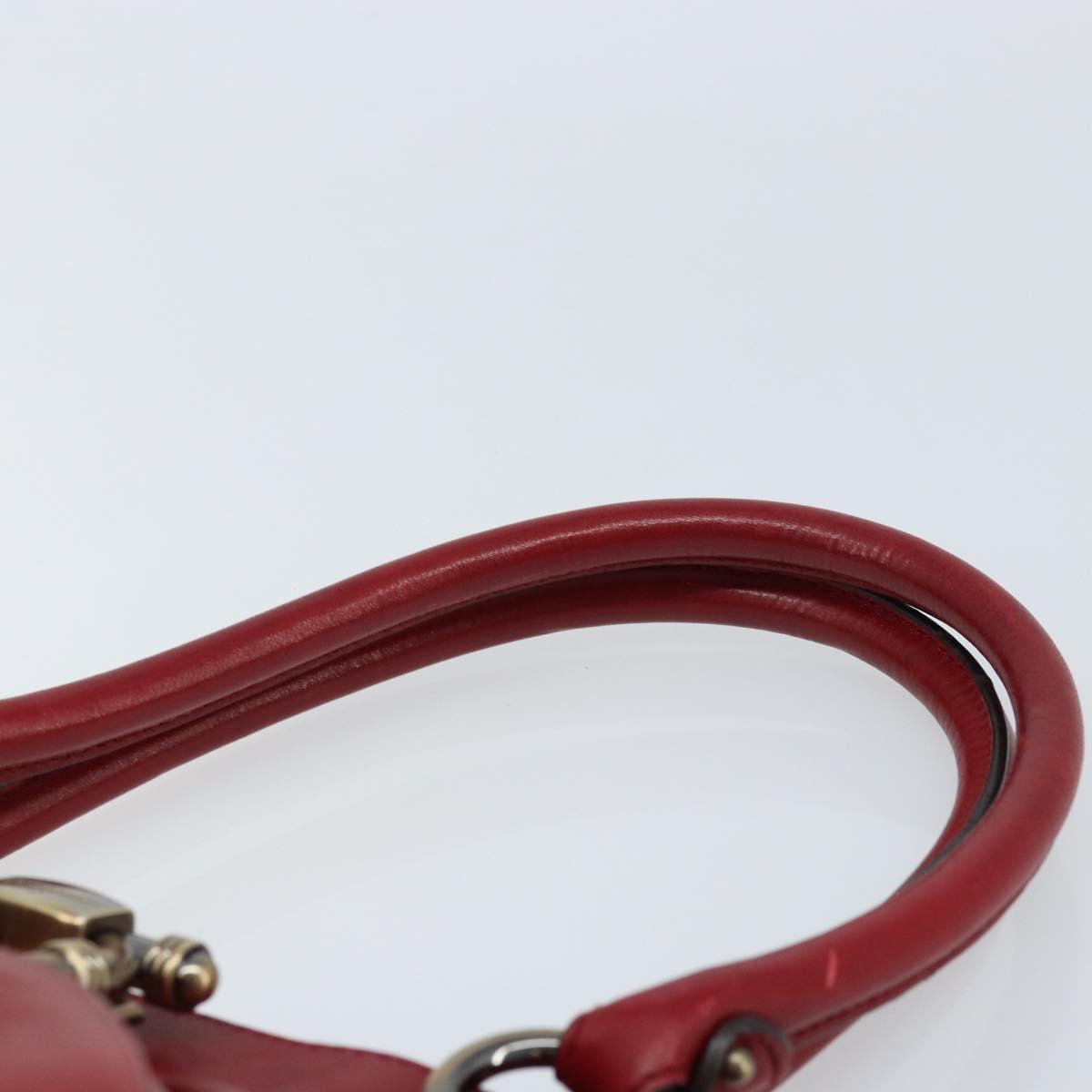 Salvatore Ferragamo Gancini Hand Bag Leather Red Auth ARZ205