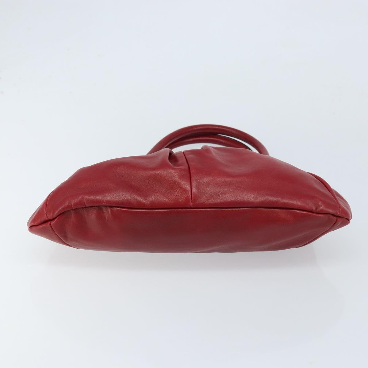 Salvatore Ferragamo Gancini Hand Bag Leather Red Auth ARZ205