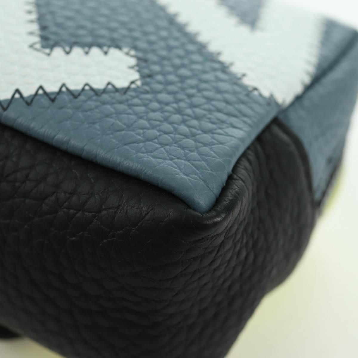 LOUIS VUITTON Square Pouch Color Blocks Charm Leather Gray M00739 Auth ARZ207M