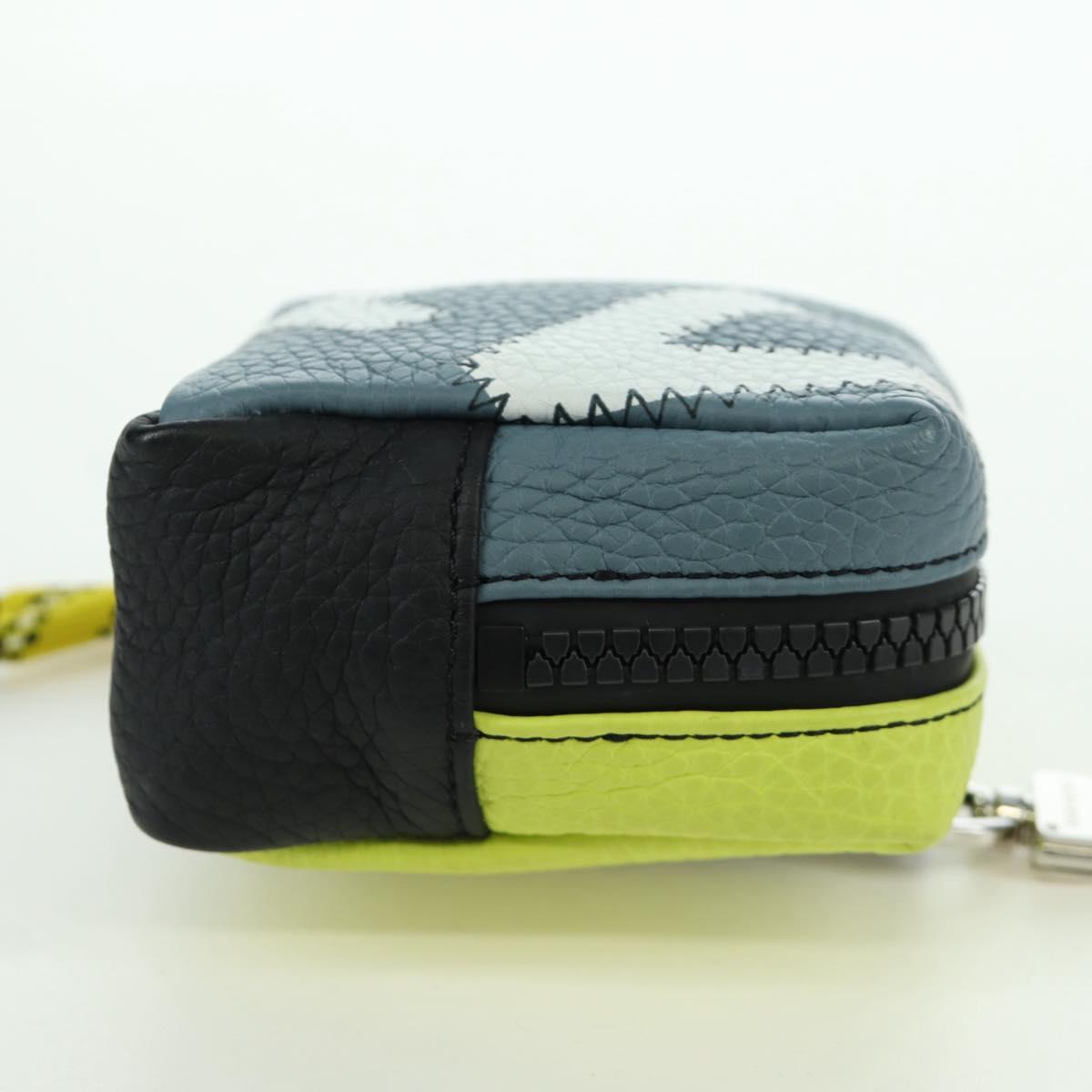 LOUIS VUITTON Square Pouch Color Blocks Charm Leather Gray M00739 Auth ARZ207M