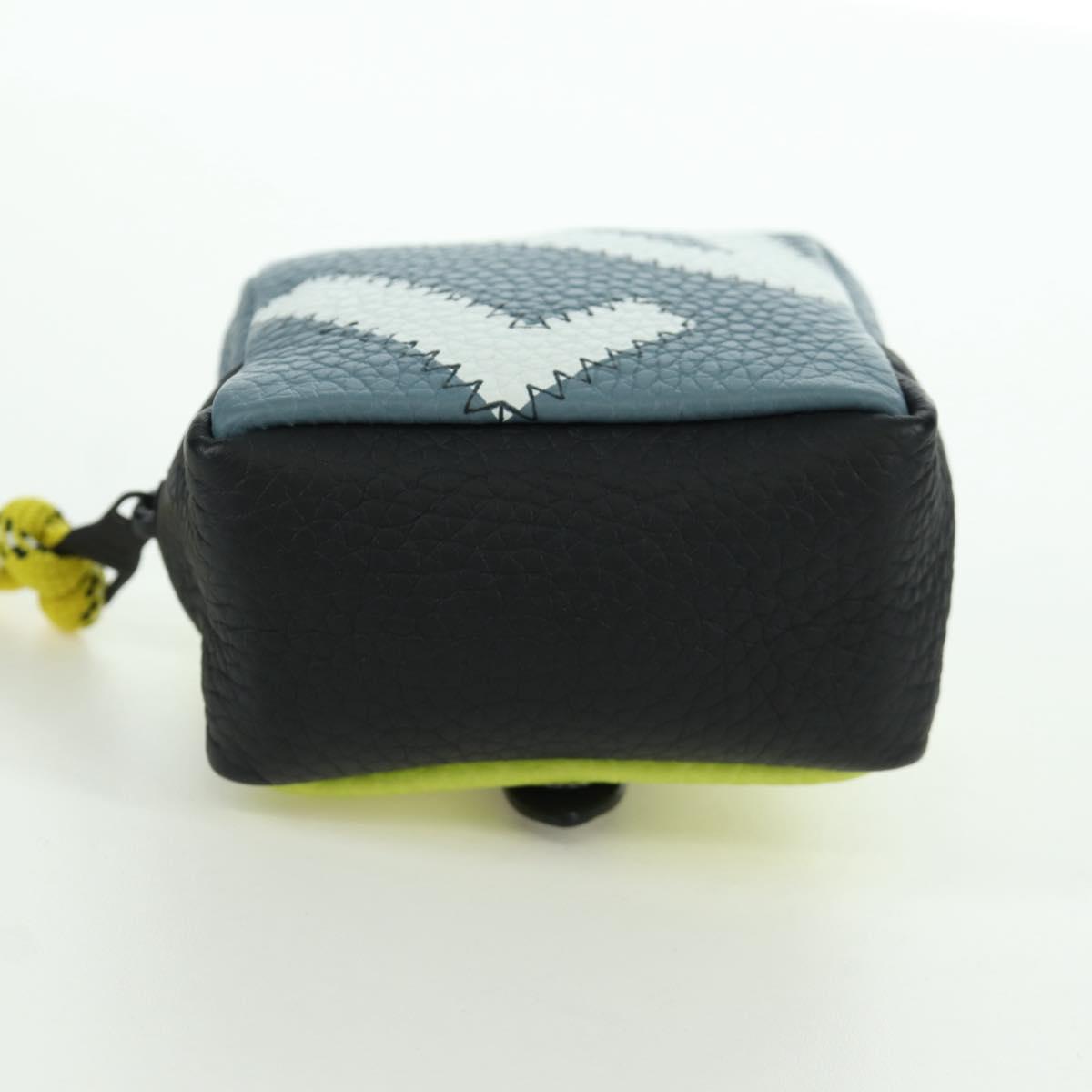 LOUIS VUITTON Square Pouch Color Blocks Charm Leather Gray M00739 Auth ARZ207M