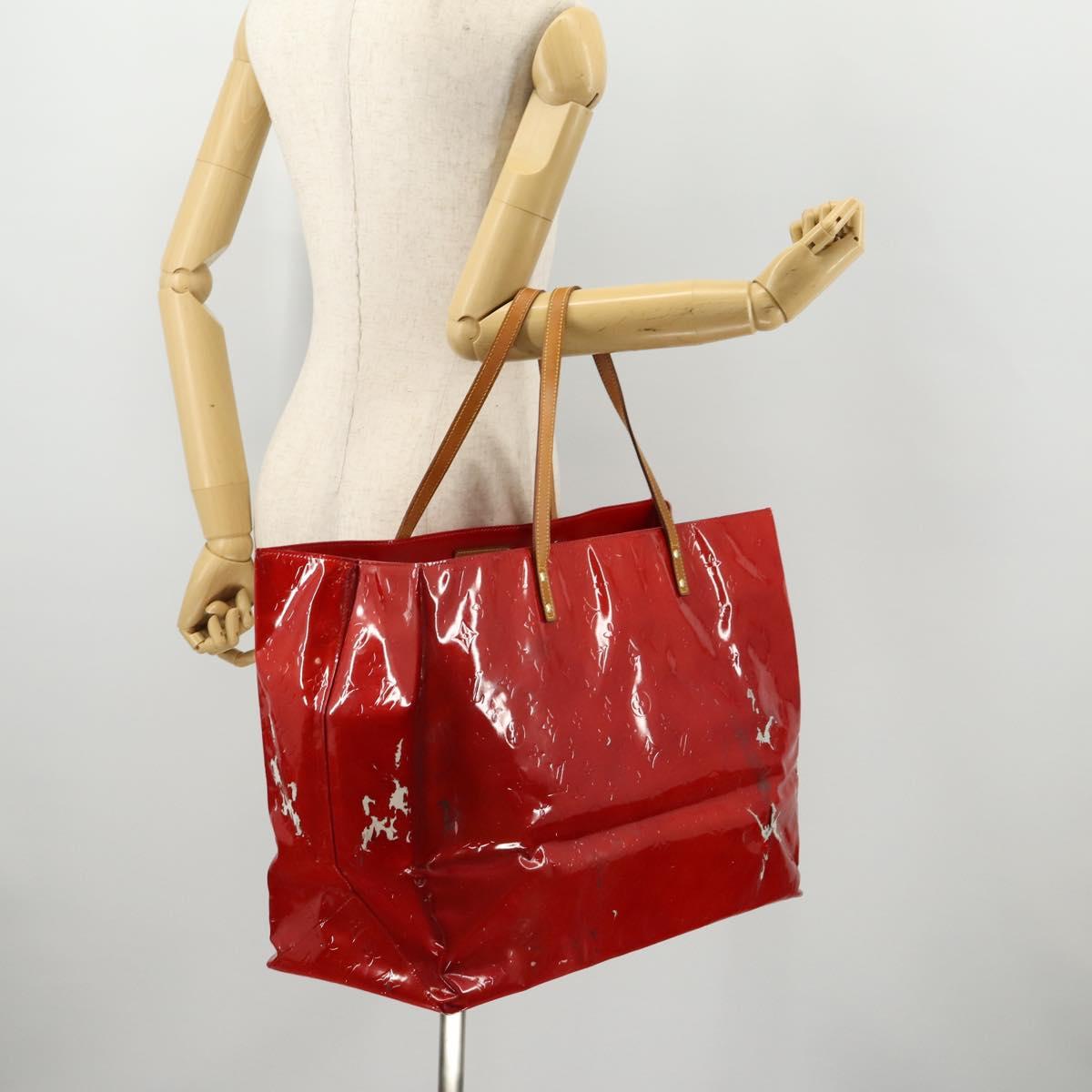 LOUIS VUITTON Monogram Vernis Reade GM Tote Bag Rouge M91084 LV Auth ARZ211