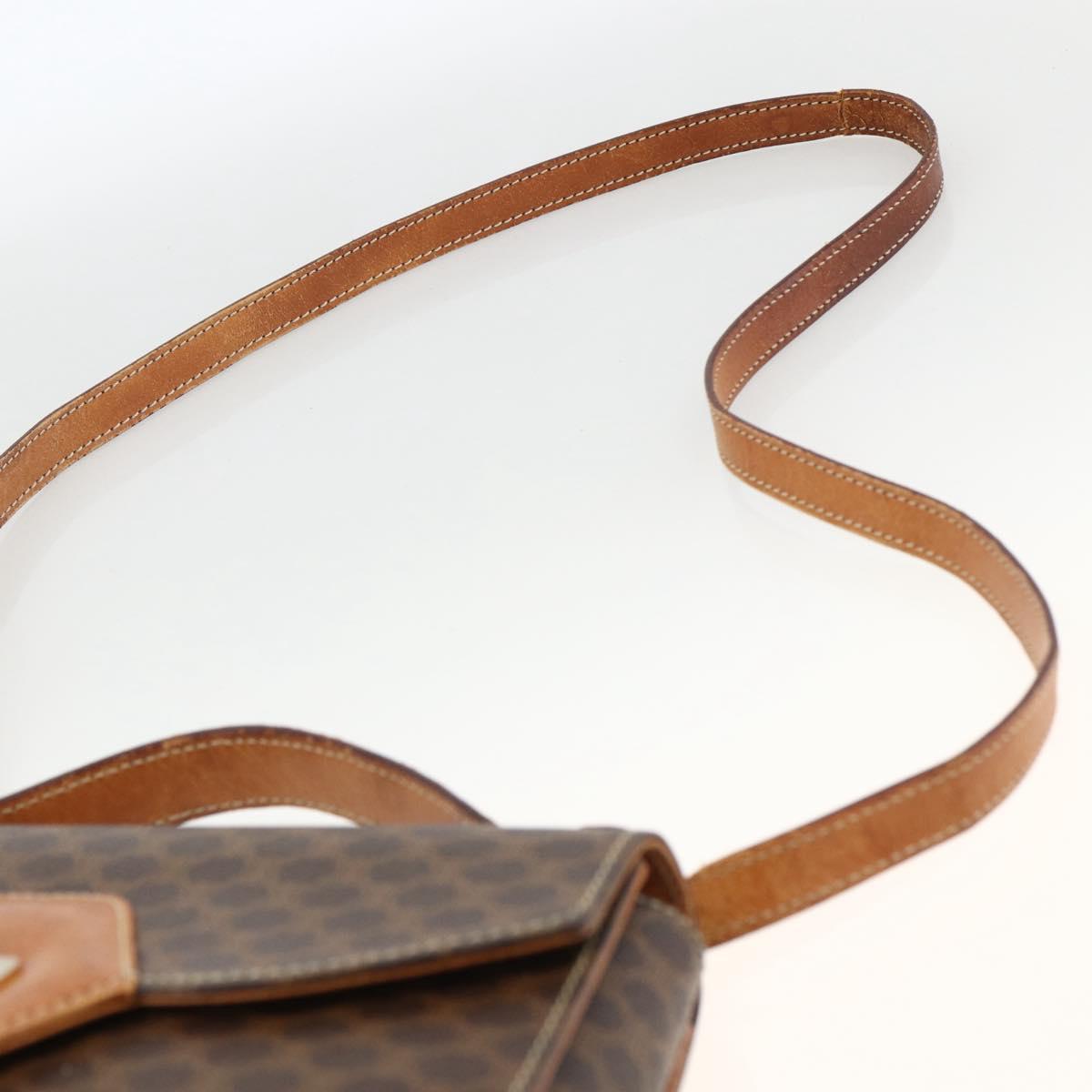 CELINE Macadam Canvas Hand Bag PVC Leather 2way Brown Gold Auth ARZ225