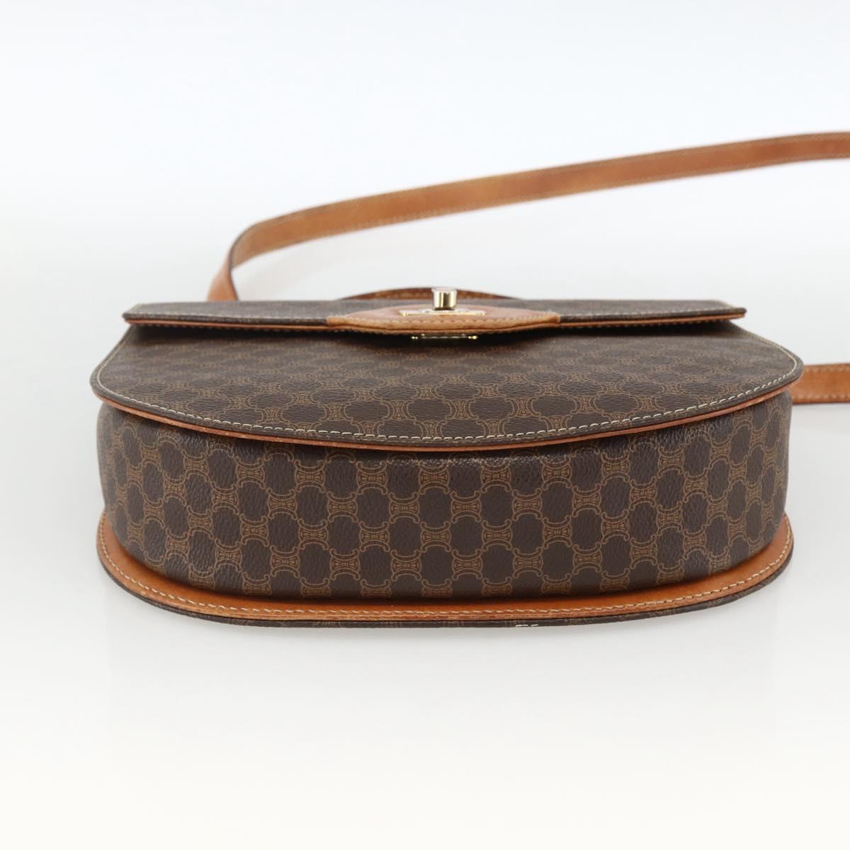 CELINE Macadam Canvas Hand Bag PVC Leather 2way Brown Gold Auth ARZ225