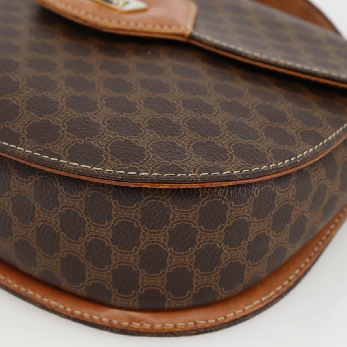 CELINE Macadam Canvas Hand Bag PVC Leather 2way Brown Gold Auth ARZ225