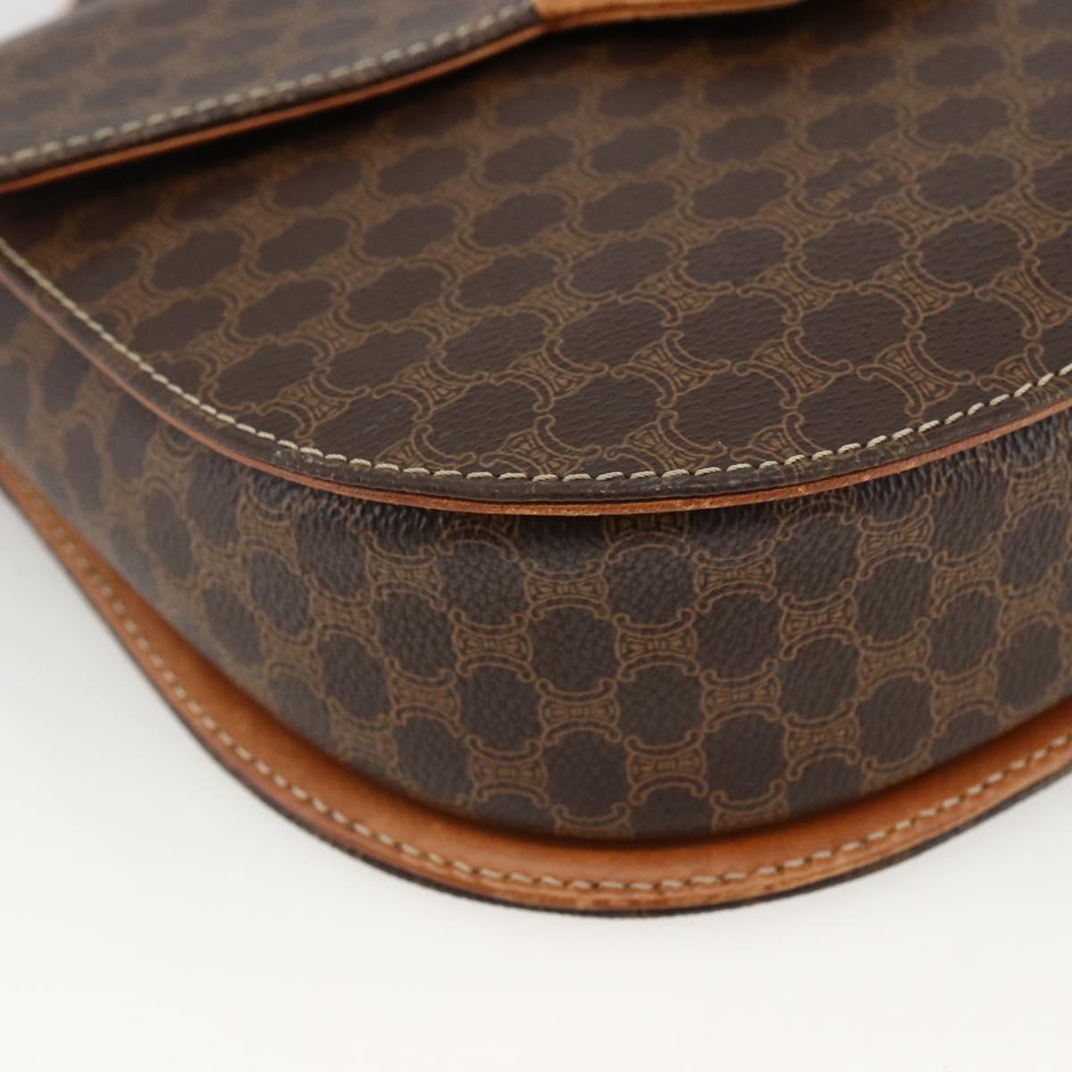 CELINE Macadam Canvas Hand Bag PVC Leather 2way Brown Gold Auth ARZ225