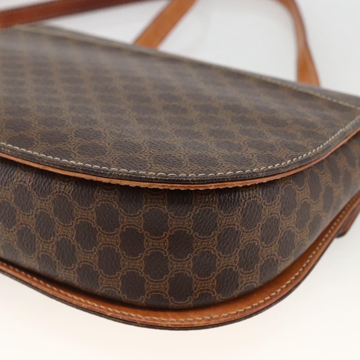 CELINE Macadam Canvas Hand Bag PVC Leather 2way Brown Gold Auth ARZ225