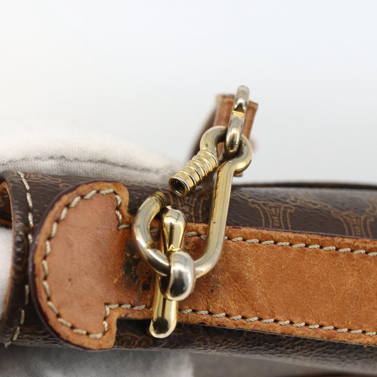 CELINE Macadam Canvas Hand Bag PVC Leather 2way Brown Gold Auth ARZ225