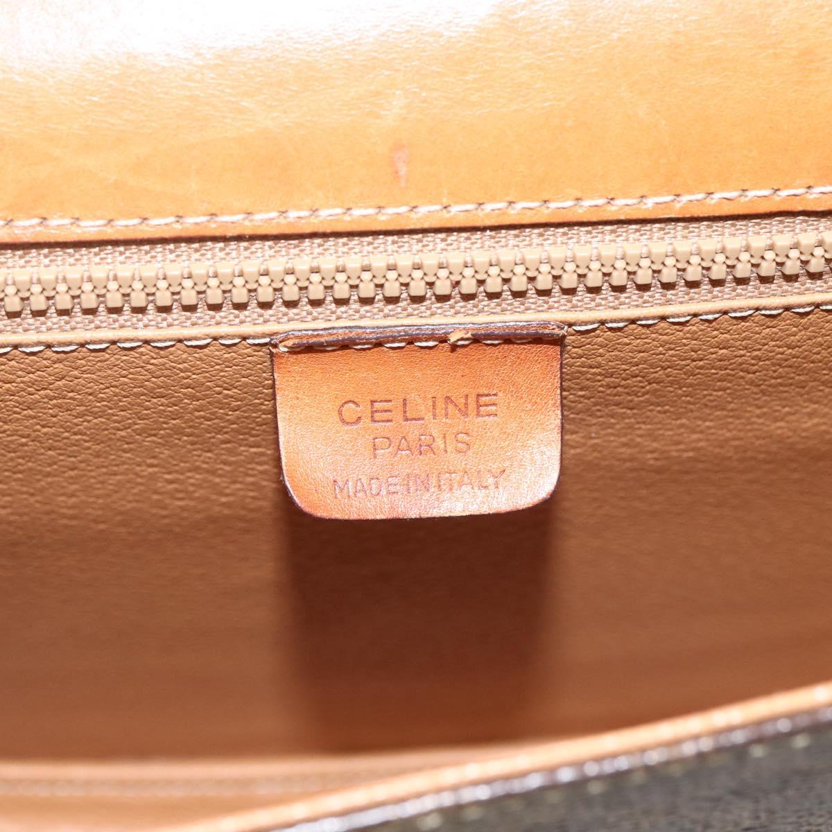 CELINE Macadam Canvas Hand Bag PVC Leather 2way Brown Gold Auth ARZ225
